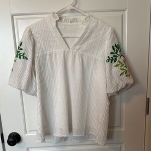 White Embroidered Women's Top